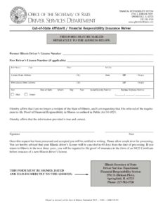 sr-22 form from Illinois Secretary of State