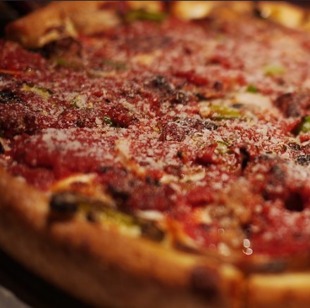 Chicago style deep dish pizza.