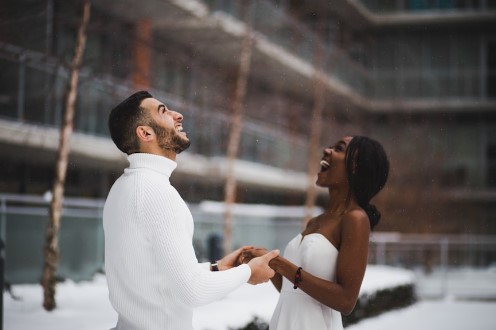 Married couple at a Chicago wedding venue.