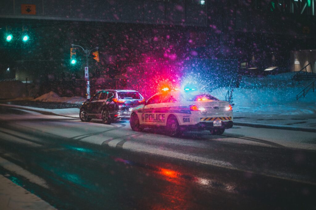 A car being pulled over by the police in Illinois