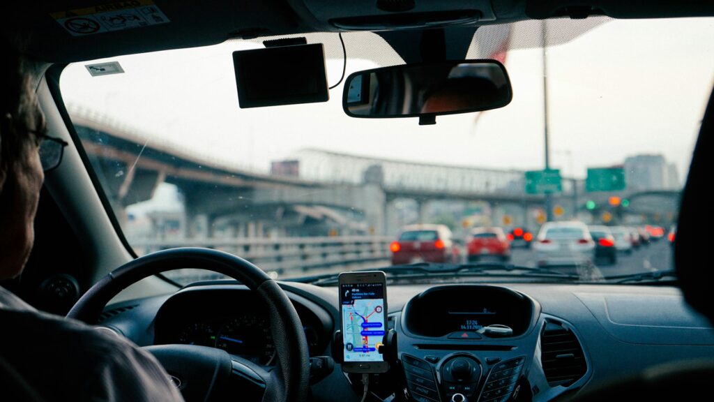 Man driving through Illinois with GPS on.