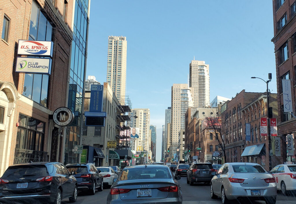 Chicago street with cars